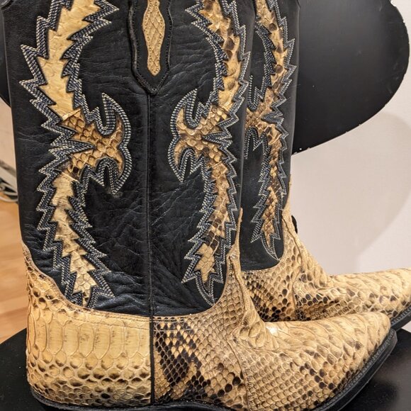 Sena Handmade Snakeskin Cowboy Boots Mens 8.5 - Picture 5 of 7